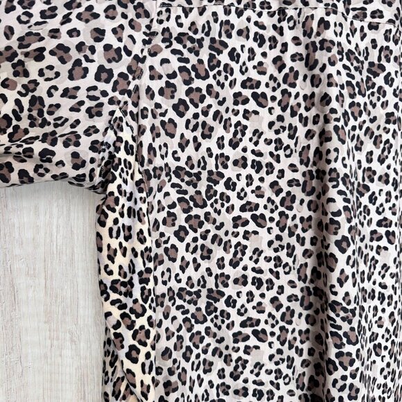 REBECCA MALONE Leopard Print Stretch Cotton Button Front Blouse Top Tunic 2X - Picture 4 of 6